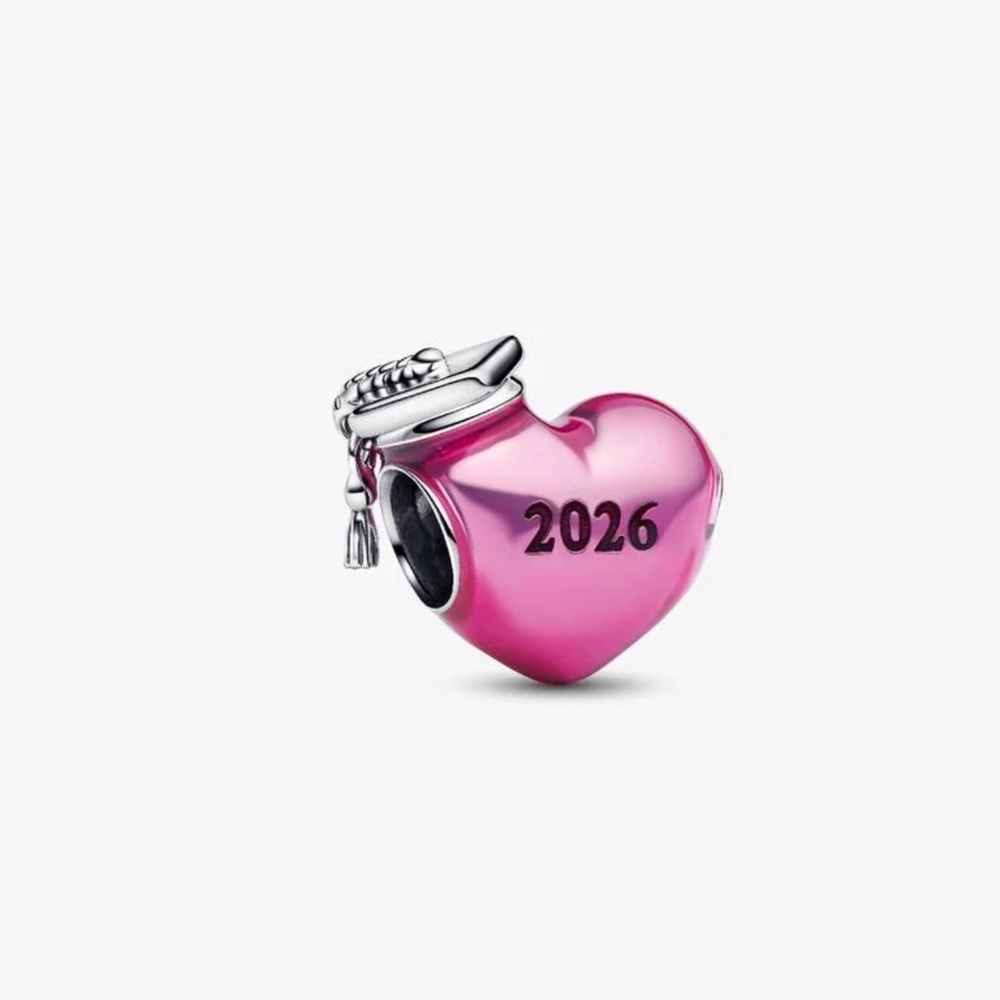 Pandora Graduation 2026 Pink Heart Charm